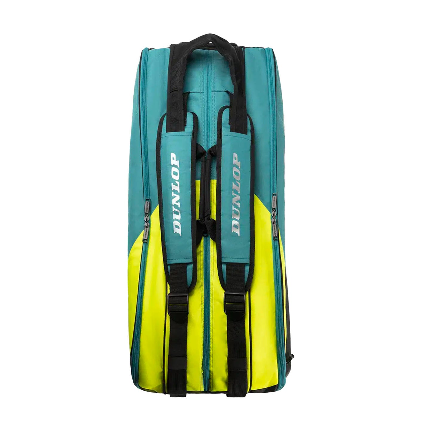 Dunlop SX Performance 8 Pack Racquet Bag (Teal/Black/Yellow) - RacquetGuys.ca