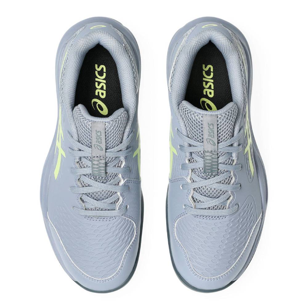 Asics Gel Resolution X Junior Tennis Shoe (Grey Blue/Pistachio) - RacquetGuys.ca