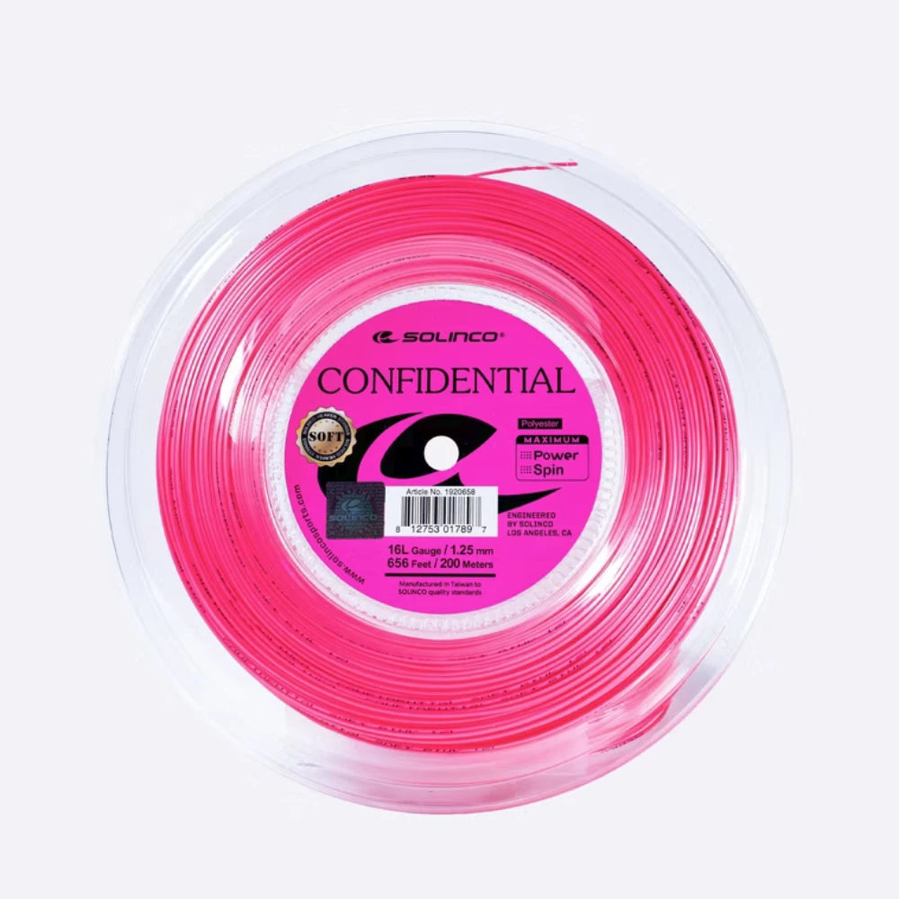 Solinco Confidential Soft Prototype Pink 16L/1.25 Tennis String Reel - RacquetGuys.ca