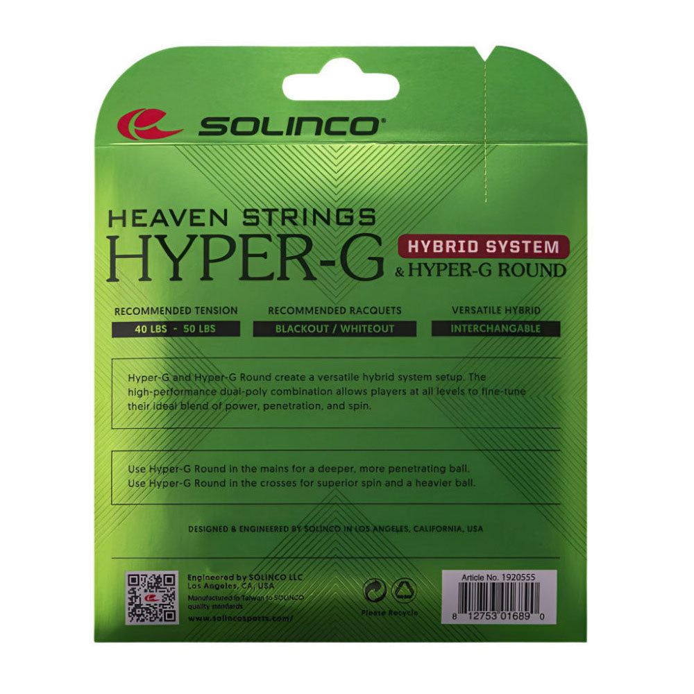 Solinco Hyper-G 17/1.20 & Hyper G Round 17/1.20 Hybrid Tennis String - RacquetGuys.ca