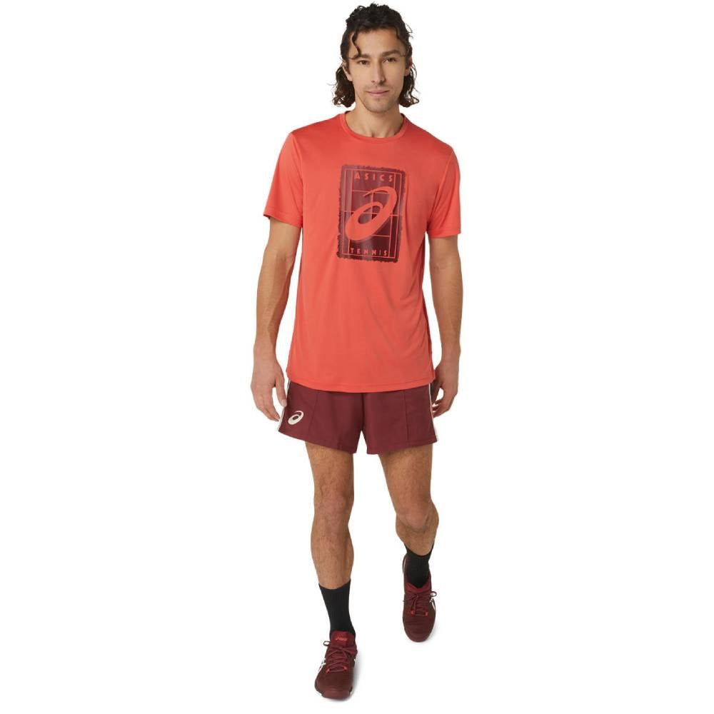 Asics Men's Court GS Graphic Tee Top (Red) - RacquetGuys.ca