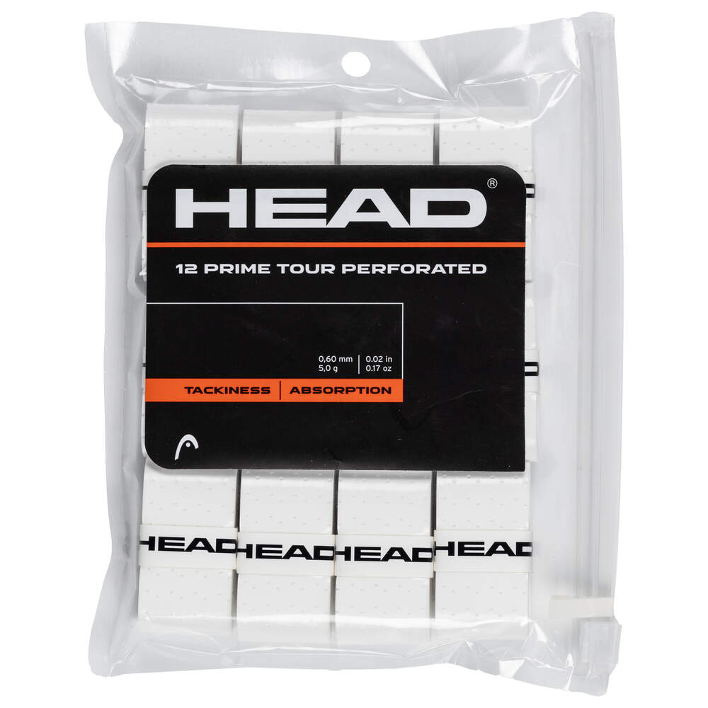 Head Prime Tour Perforated Overgrips 12-Pack (White) - RacquetGuys.ca