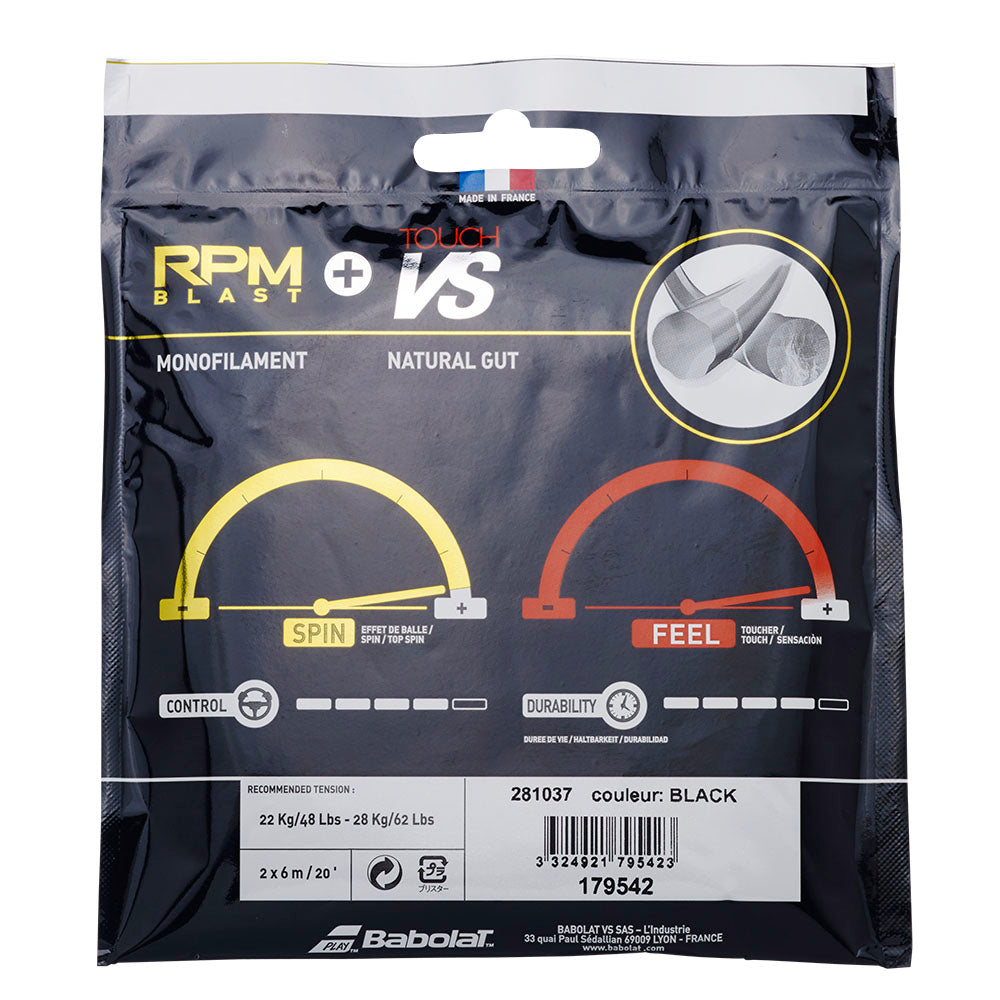 Babolat Spin & Feel (RPM Blast 17/1.25 & Babolat Touch VS 16/1.30) Hybrid Tennis String - RacquetGuys.ca
