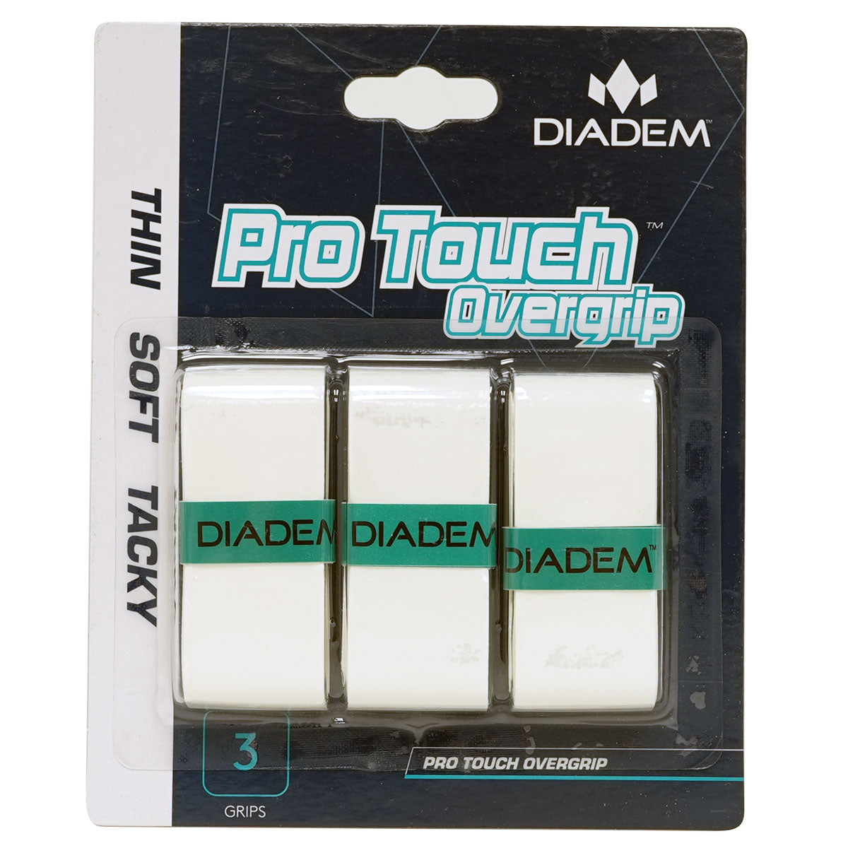 Diadem Pro Touch Overgrip 3 Pack (White) - RacquetGuys.ca