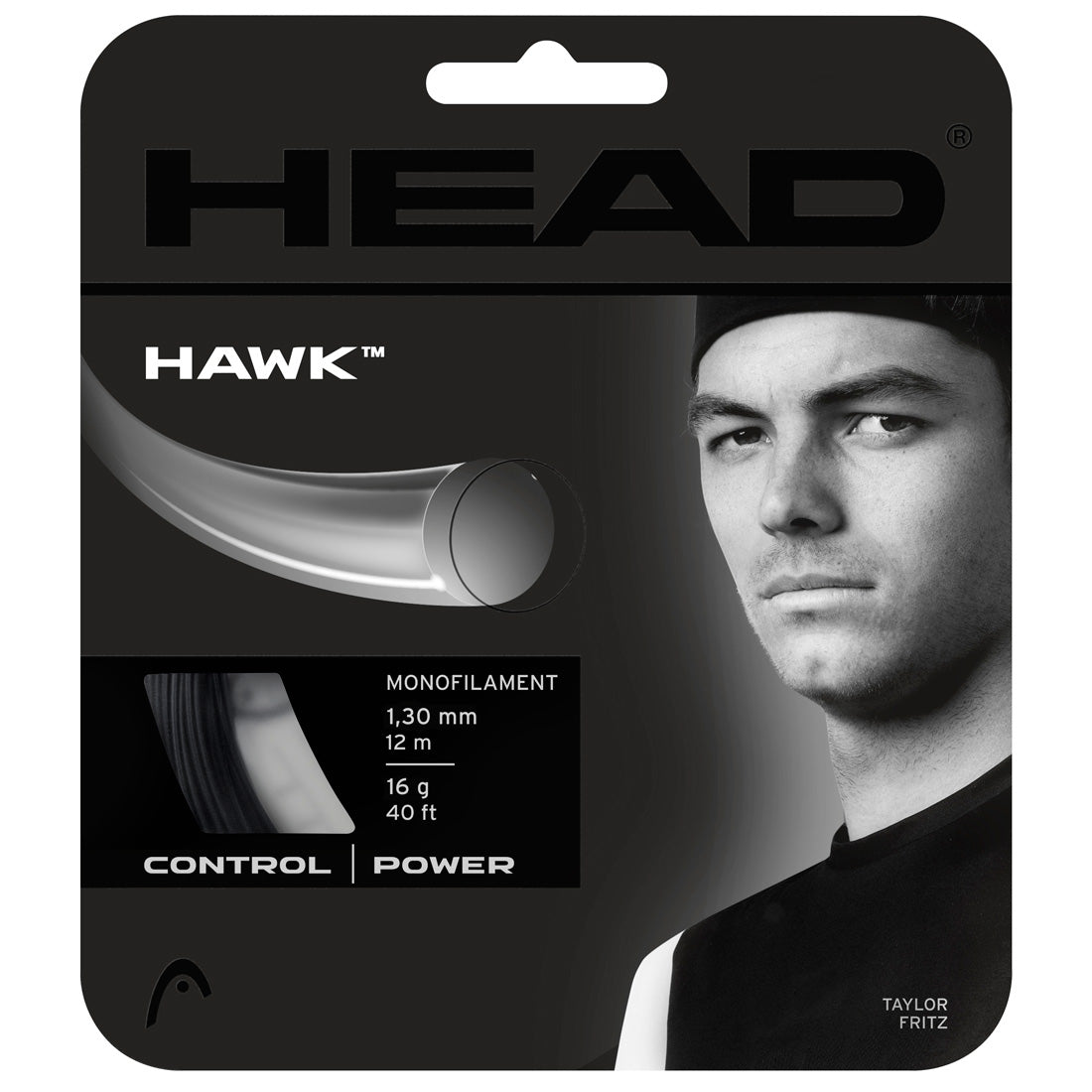 Head Hawk 16/1.30 Tennis String (Black) - RacquetGuys.ca