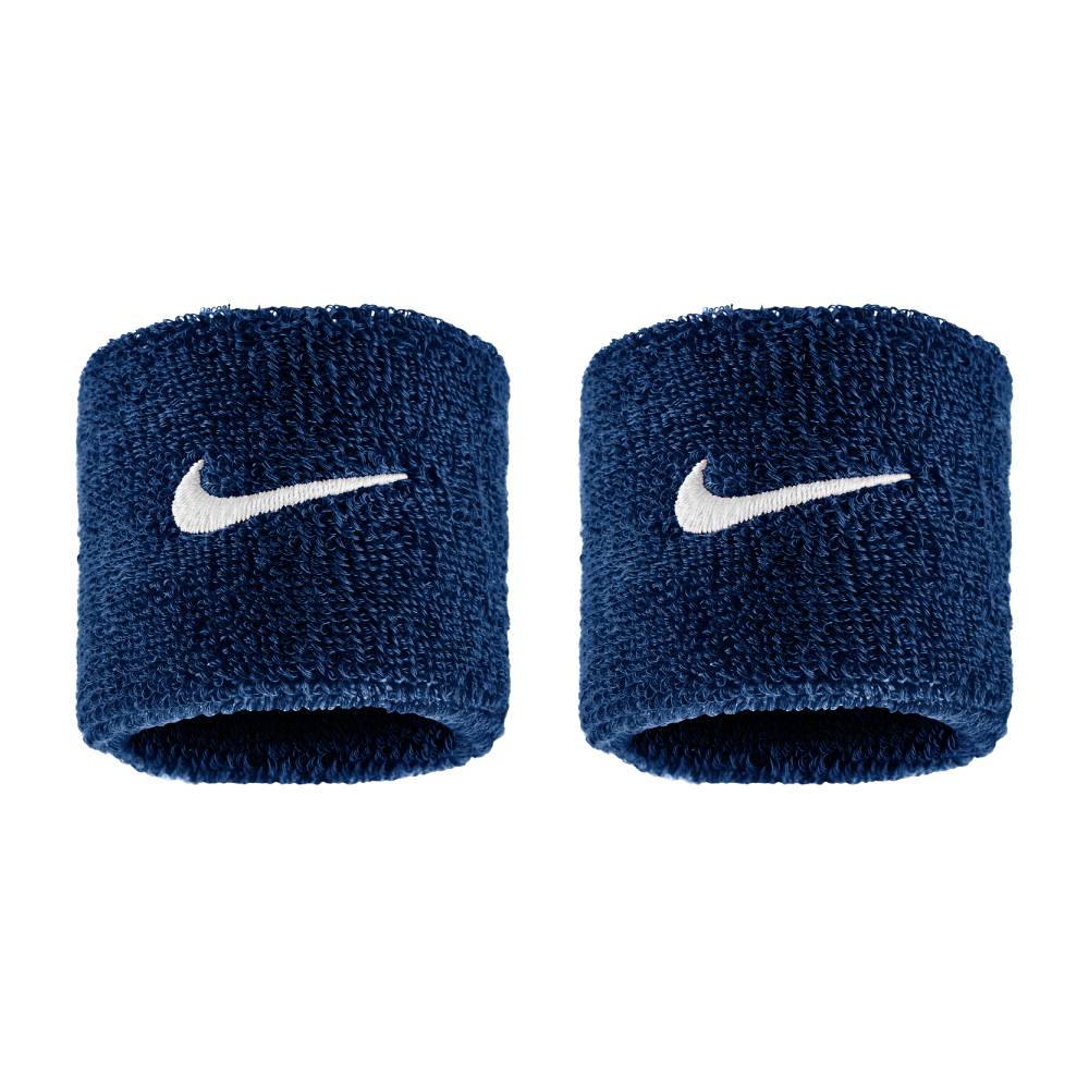 Nike Swoosh Classic Doublewide Wristbands 2 PK (College Navy/White) - RacquetGuys.ca