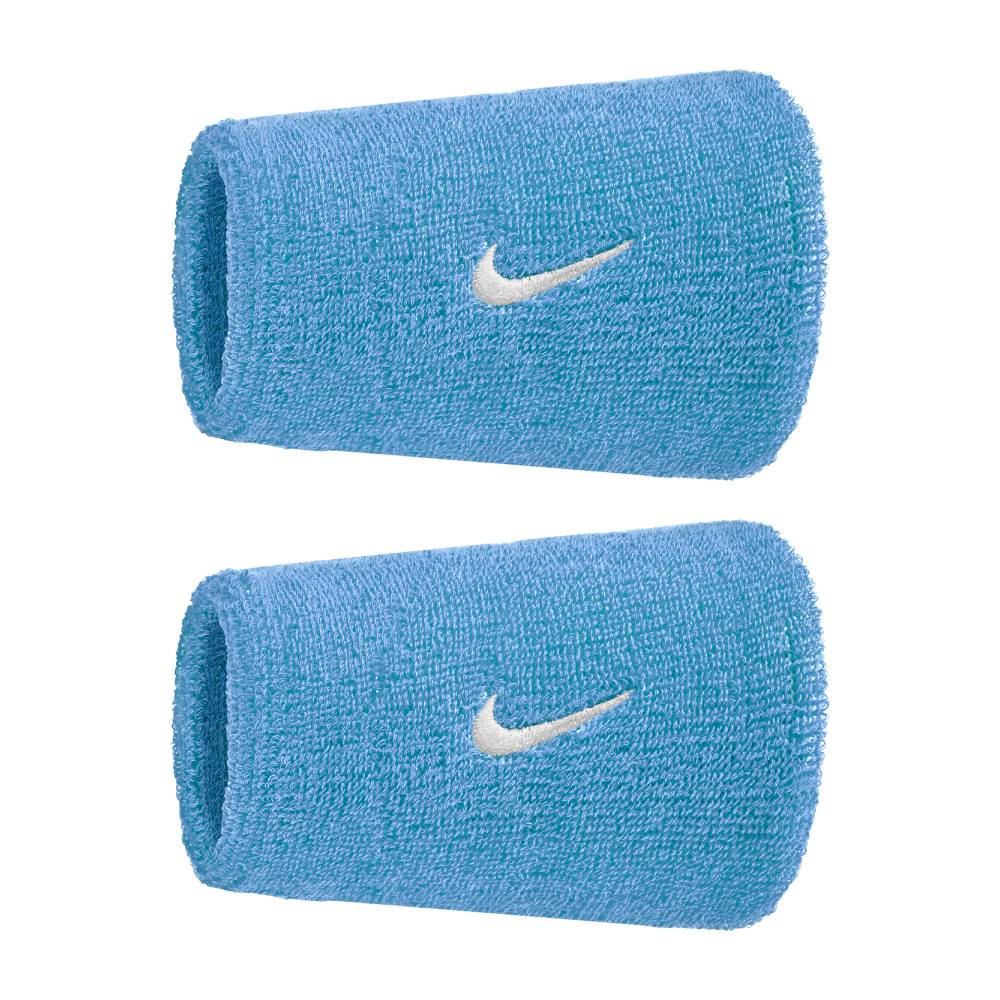 Nike Swoosh Classic Doublewide Wristbands 2 PK (University Blue/White) - RacquetGuys.ca
