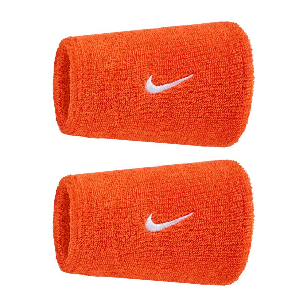 Nike Swoosh Classic Doublewide Wristbands 2 PK (Team Orange/White) - RacquetGuys.ca