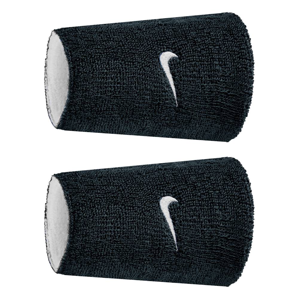 Nike Swoosh Classic Reversible Doublewide Wristbands 2PK (White/Black) - RacquetGuys.ca