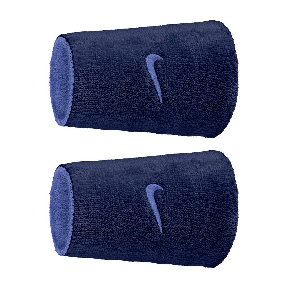 Nike Swoosh Classic Reversible Doublewide Wristbands 2 PK (Sappire/Navy) - RacquetGuys.ca