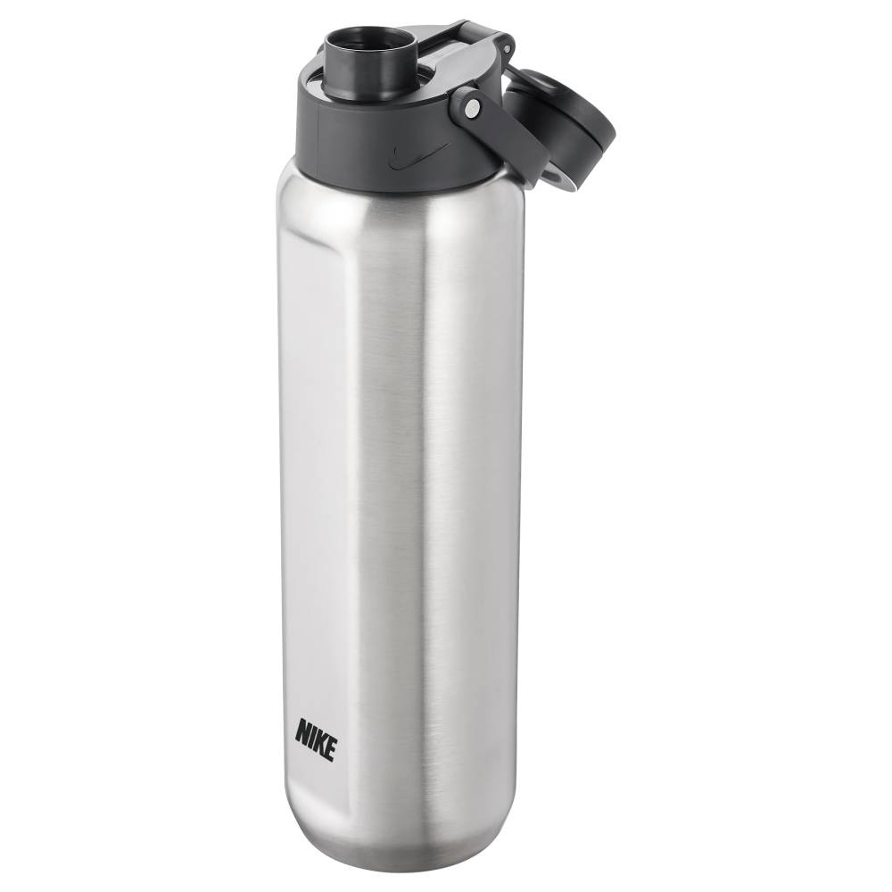 Nike Stainless Steel Recharge Chug Bottle 24 oz. (Steel/Black) - RacquetGuys.ca