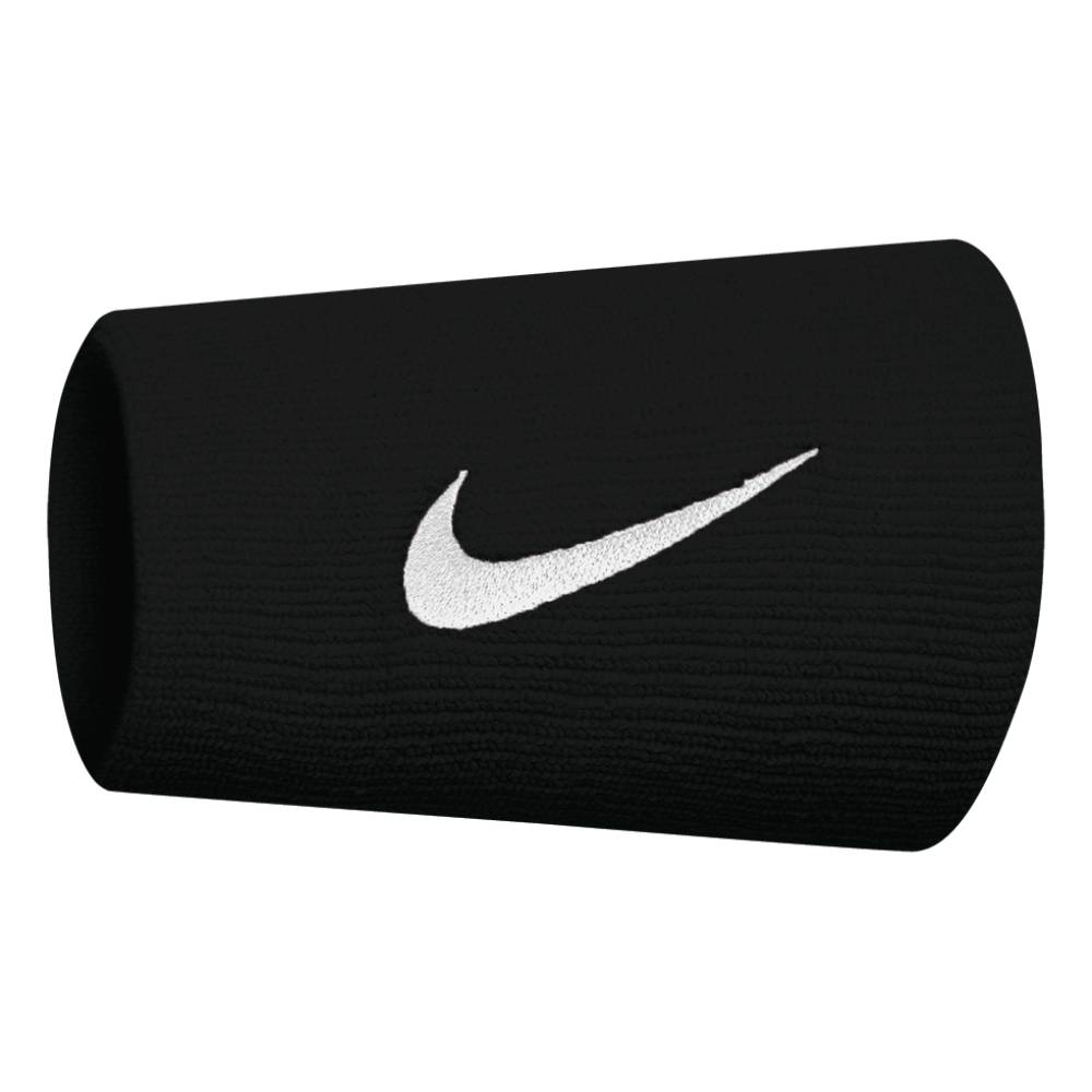 Nike Tennis Premier Doublewide Wristbands (Black/White) - RacquetGuys.ca