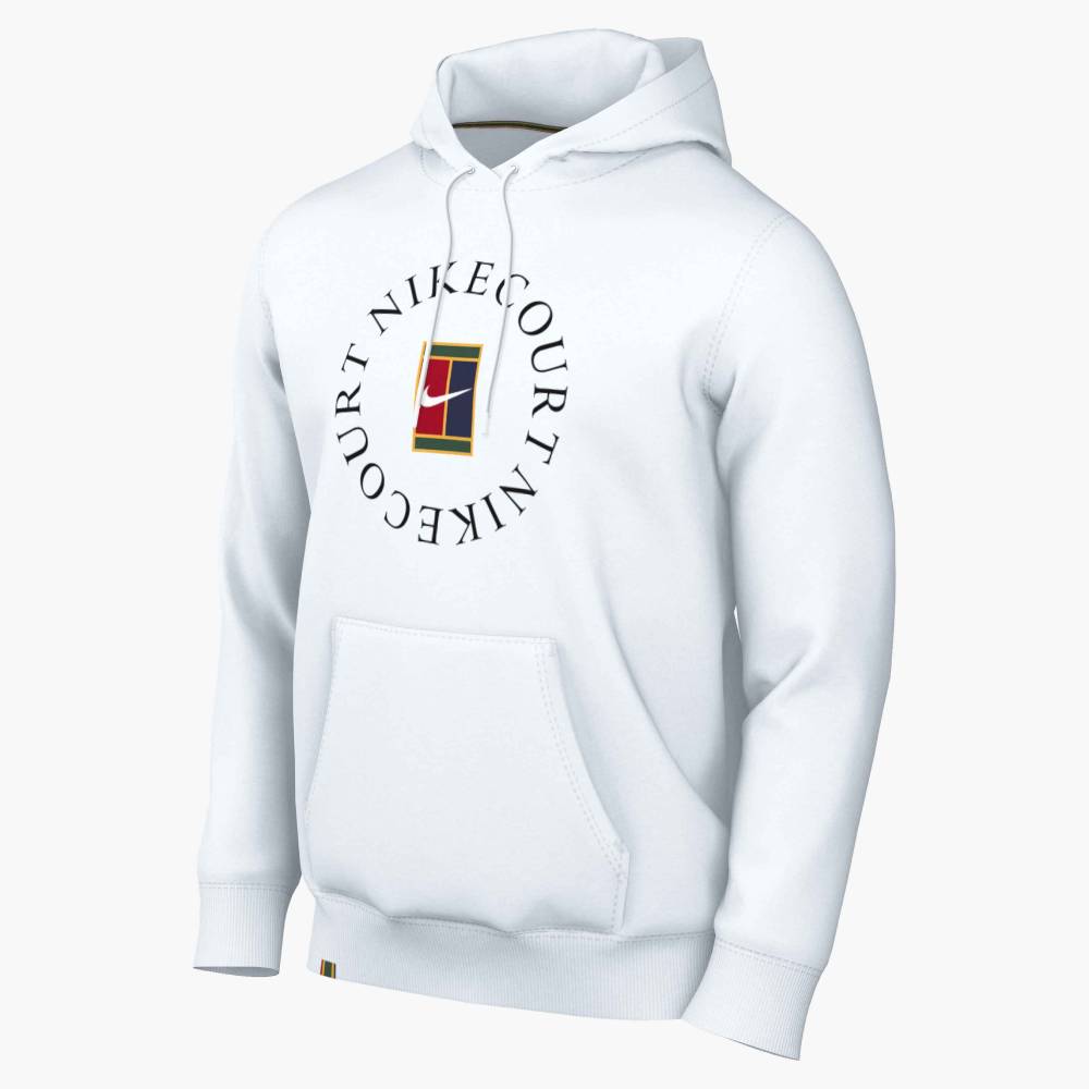 Nike Men's Dri-FIT Fleece Heritage Hoodie (White/Black) - RacquetGuys.ca