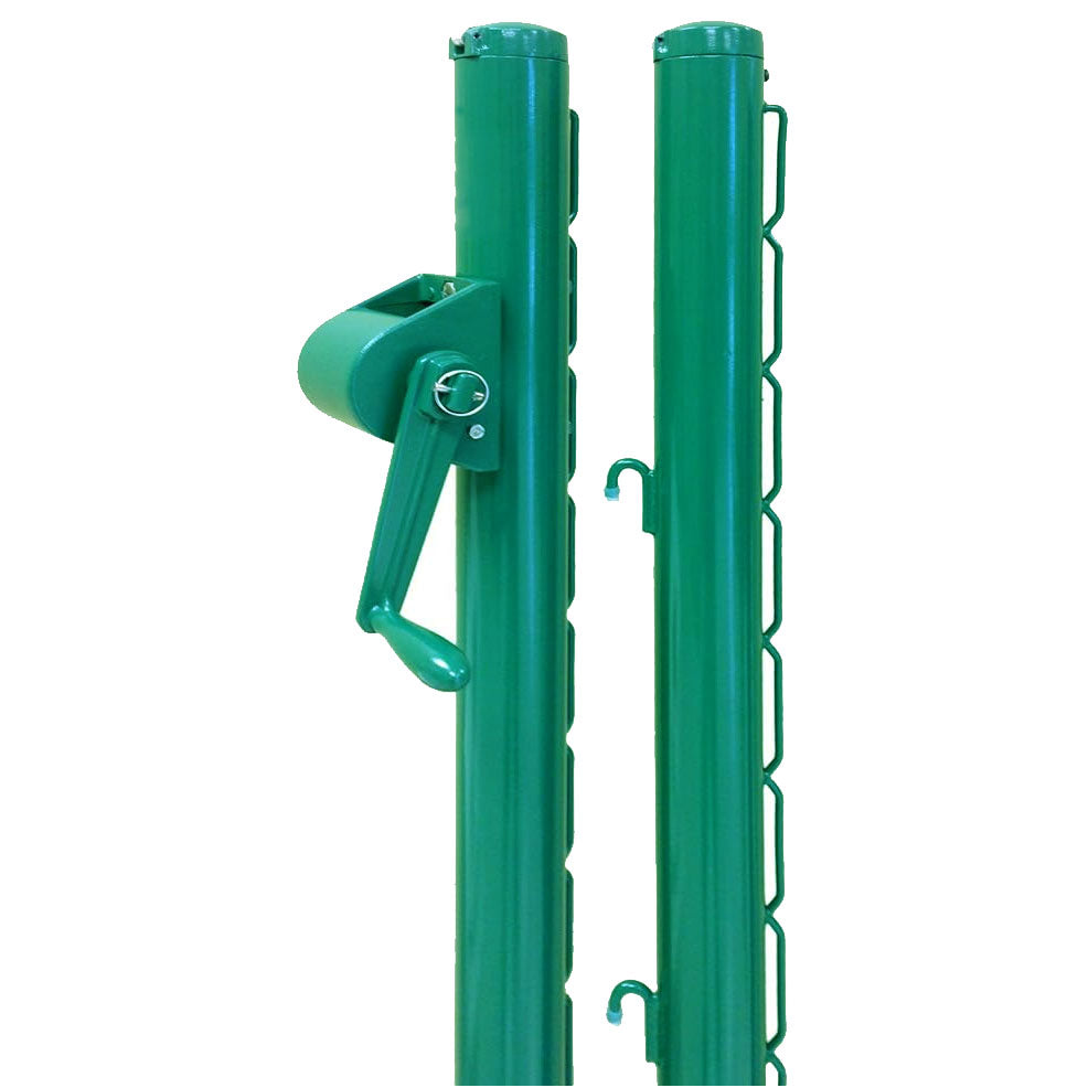Premium Tennis Net Posts with External Winder (Green)