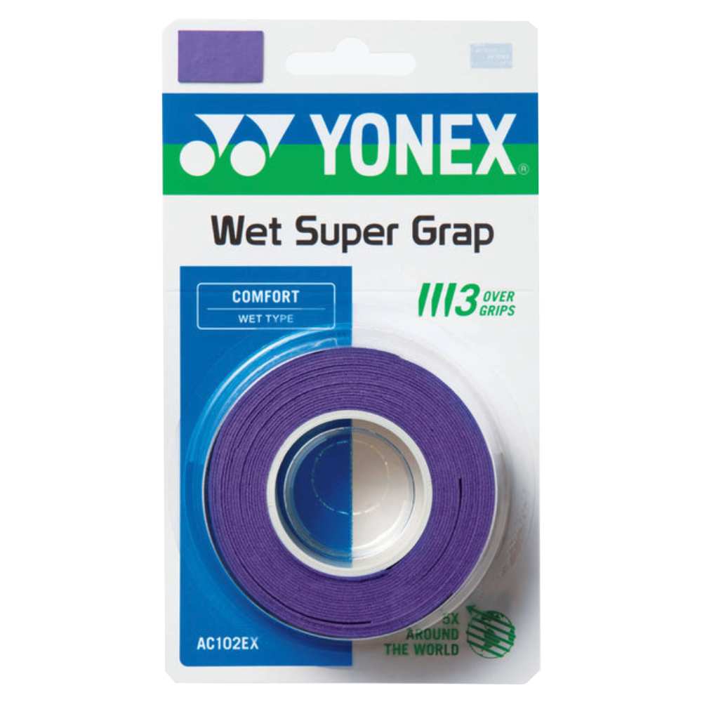 Yonex Wet Super Grap Overgrip 3 Pack (Purple) | RacquetGuys