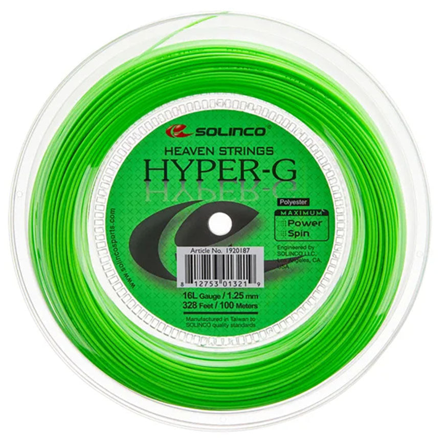 Solinco Hyper-G 16L/1.25 Tennis String Mini 100m Reel (Green) - RacquetGuys.ca