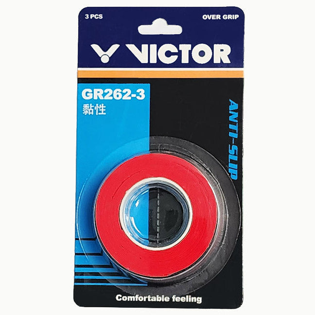 Victor GR-262 Overgrip 3 Pack (Red) - RacquetGuys.ca