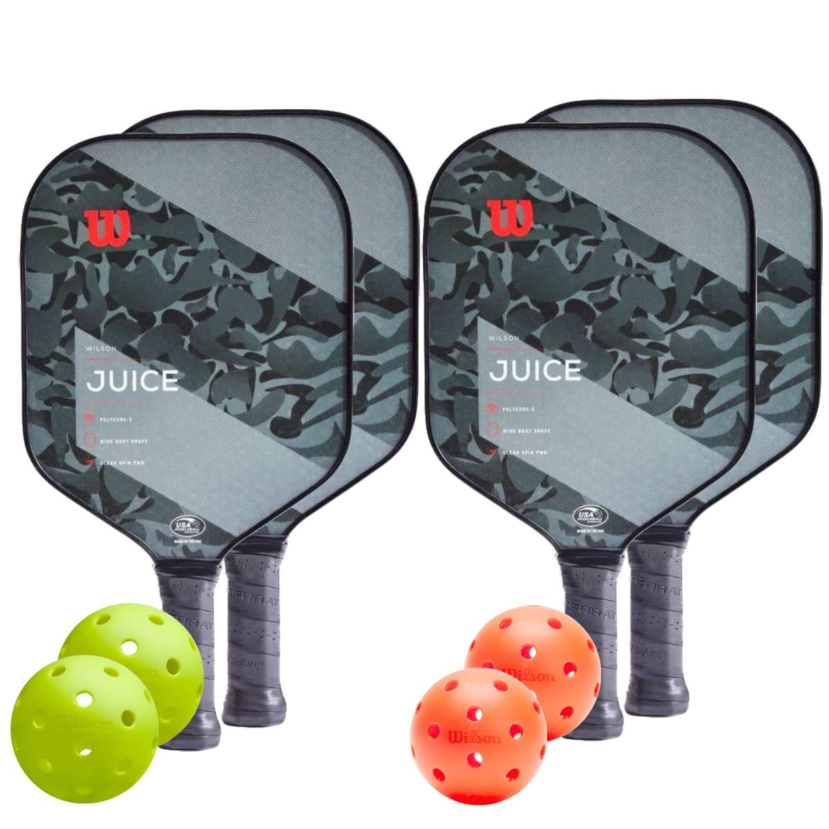 Wilson Juice Camo 4 Paddle Pickleball Bundle - RacquetGuys.ca