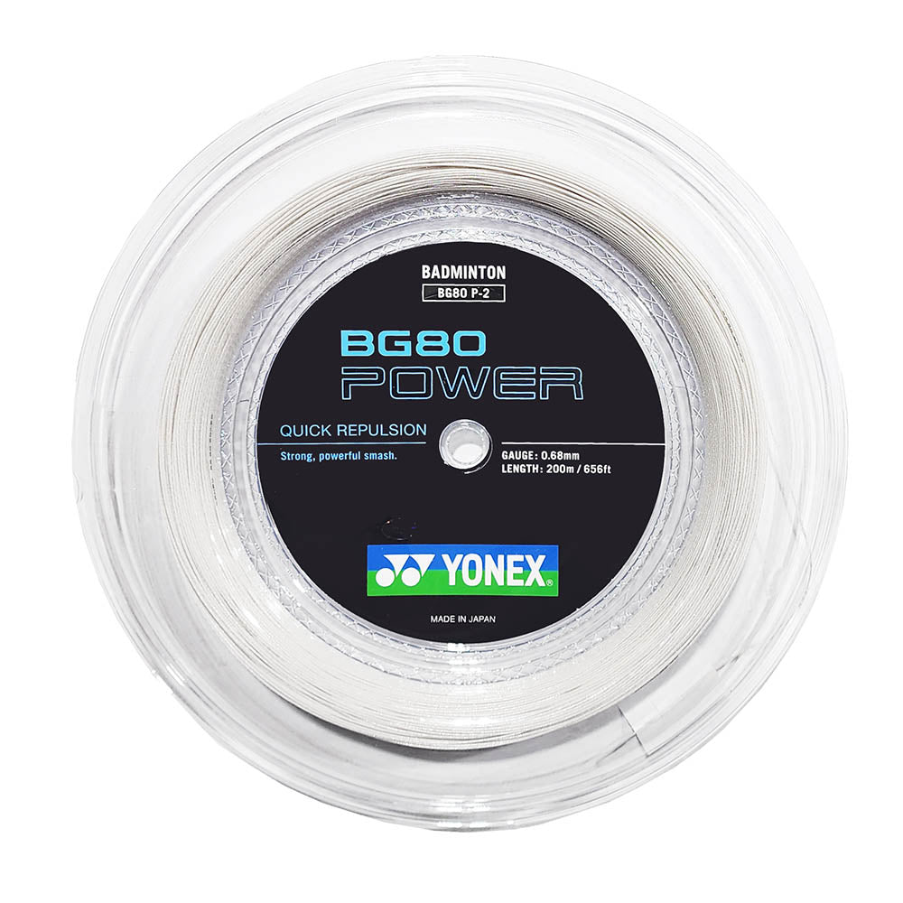 YONEX　BG80POWER　200mロール　（ホワイト） Yonex BG 80 Power Badminton String Reel (White) – RacquetGuys.ca