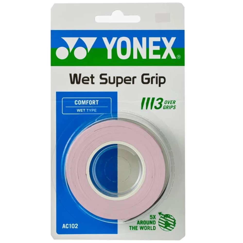 Yonex Wet Super Grap Overgrips 3 Pack (Mist Pink) - RacquetGuys.ca
