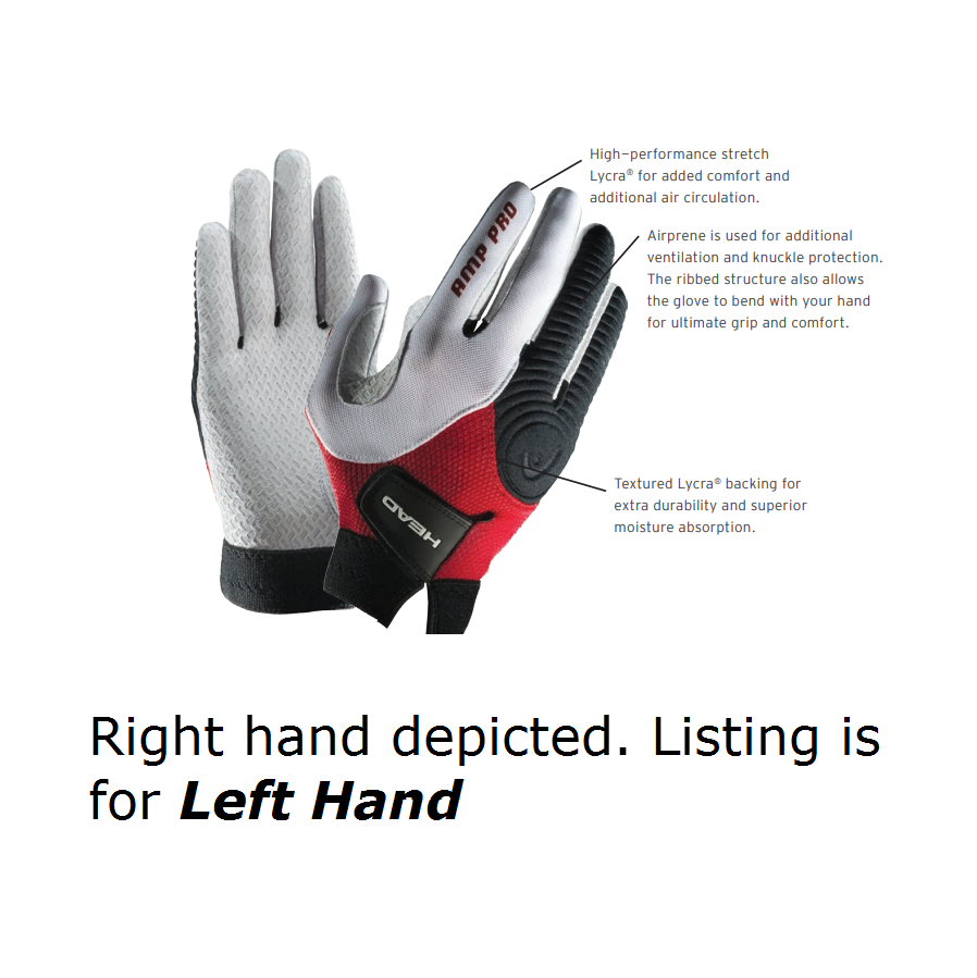 Head AMP Pro Racquetball Glove (Red/White/Black) - RacquetGuys.ca