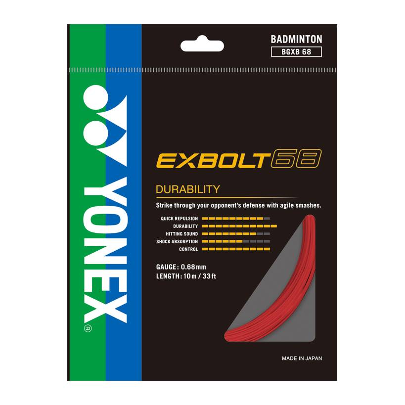 Yonex BG Exbolt 68 Badminton String (Flash Red) - RacquetGuys.ca