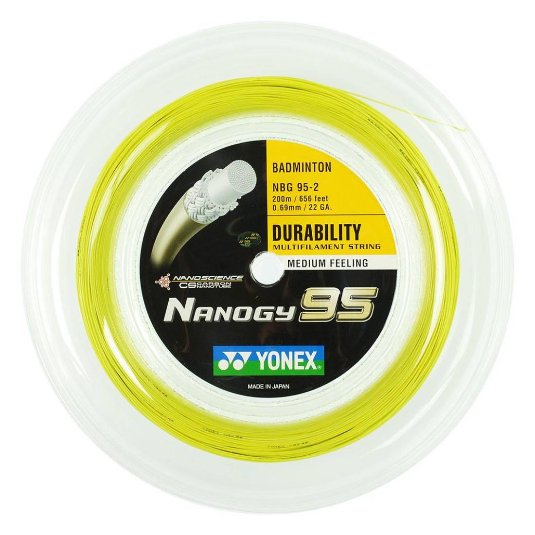 Yonex Nanogy BG 95 Badminton String Reel (Flash Yellow) - RacquetGuys.ca