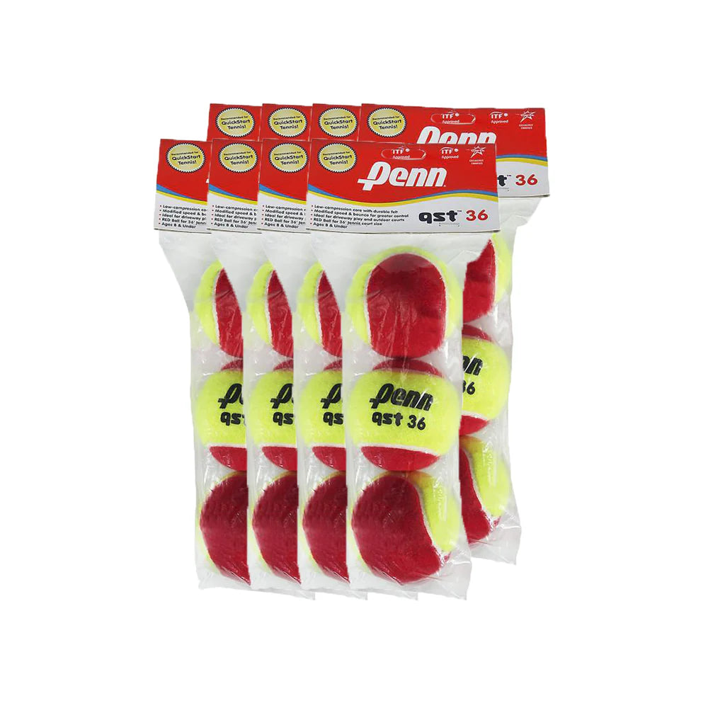 Penn QST 36 Quick Start Red Junior Tennis Balls (8 packs, 24 balls) - RacquetGuys.ca