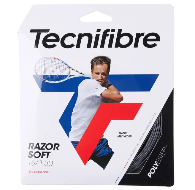 Tecnifibre Razor Soft 16/1.30 Tennis String (Grey) - RacquetGuys.ca