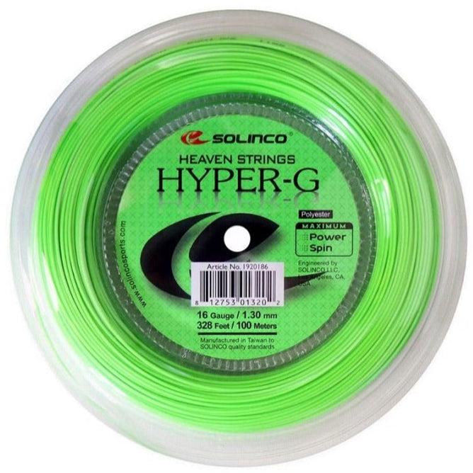 Solinco Hyper-G 16/1.30 Tennis String Mini 100m Reel (Green) - RacquetGuys.ca