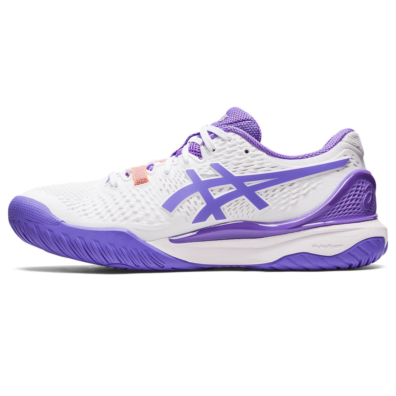 Asics Gel Resolution 9 Women's Tennis Shoe (White/Amethyst) - RacquetGuys.ca