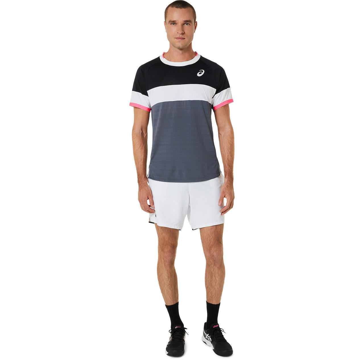 Asics Men's Match Short Sleeve Top (Black/Grey) - RacquetGuys.ca