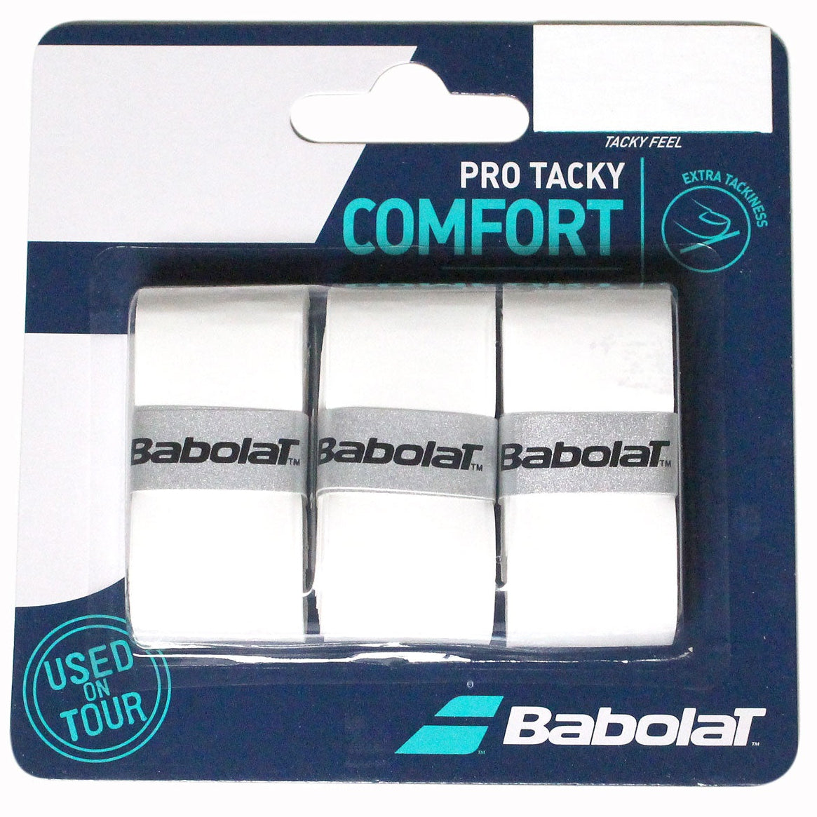 Babolat Pro Tacky Overgrip 3 Pack (White) - RacquetGuys.ca