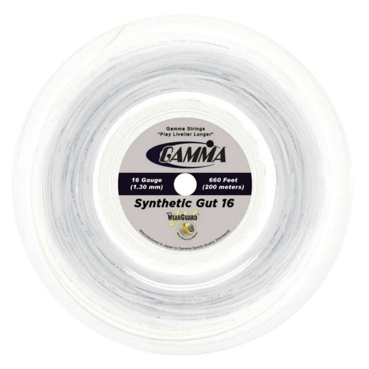 Gamma Synthetic Gut 16 with Wearguard Tennis String Reel (White) - RacquetGuys.ca