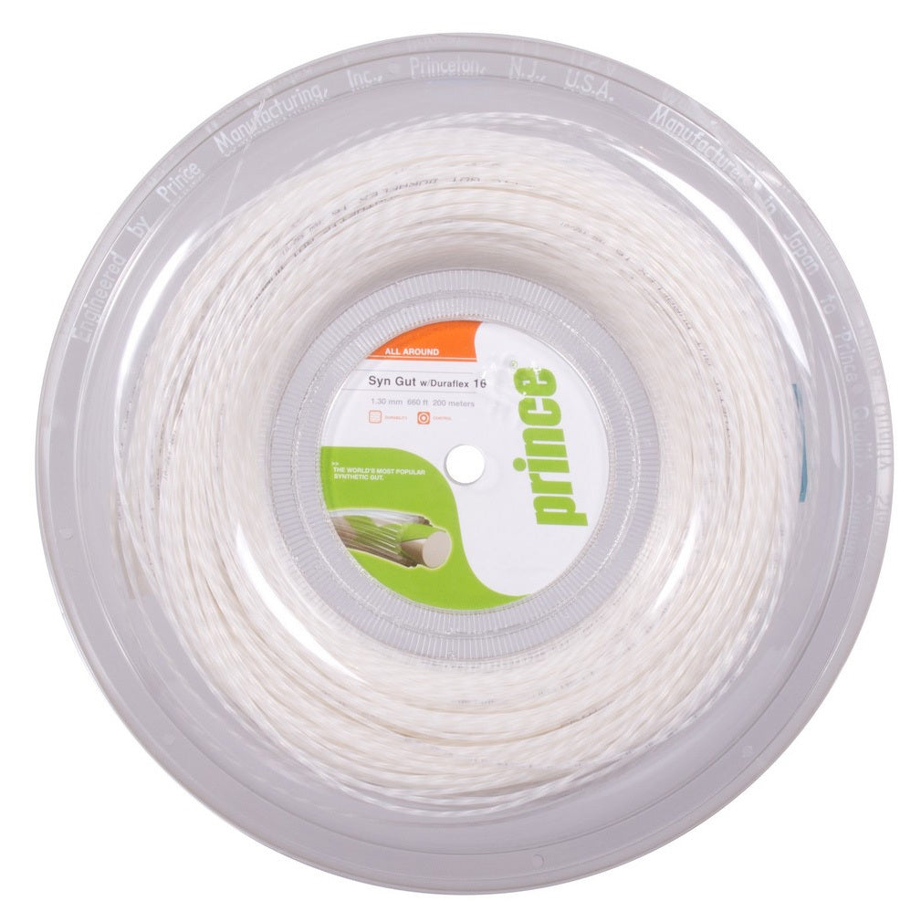 Prince Synthetic Gut 16 Duraflex Tennis String Reel (White) - RacquetGuys.ca