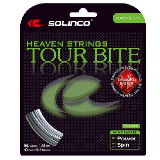 Solinco Tour Bite Diamond Rough 16L Tennis String (Silver) - RacquetGuys.ca