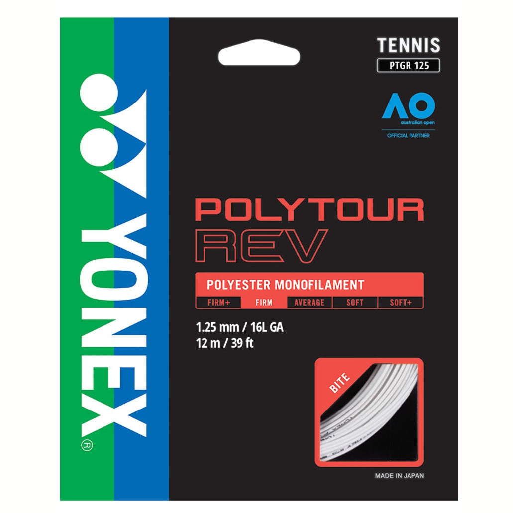 Yonex Poly Tour Rev 16L Tennis String (White) - RacquetGuys.ca