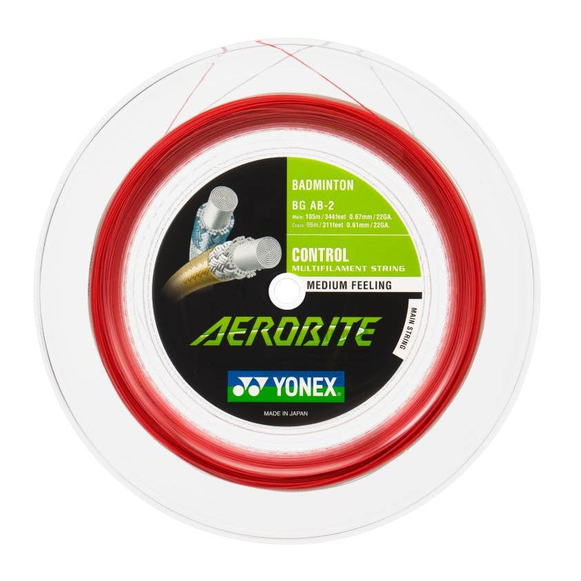 Yonex BG Aerobite Hybrid Badminton String Reel (White/Red) - RacquetGuys.ca