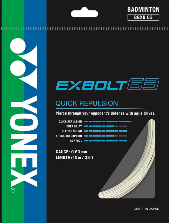 Yonex BG Exbolt 63 Badminton String (White) – RacquetGuys.ca