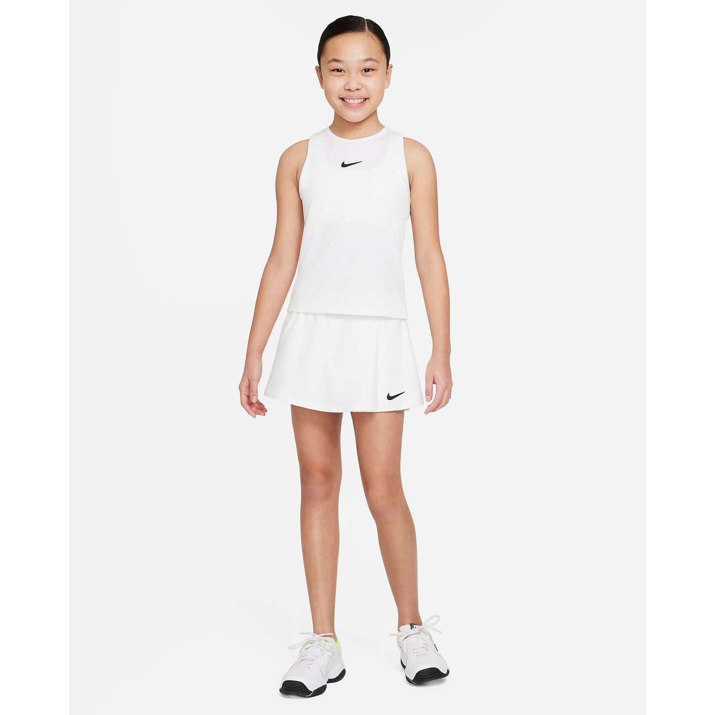 Nike Girls Dri-FIT Victory Flouncy Skirt (White/Black) - RacquetGuys.ca
