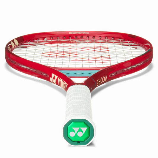 close-up view of a yonex vcore tennis racquet 