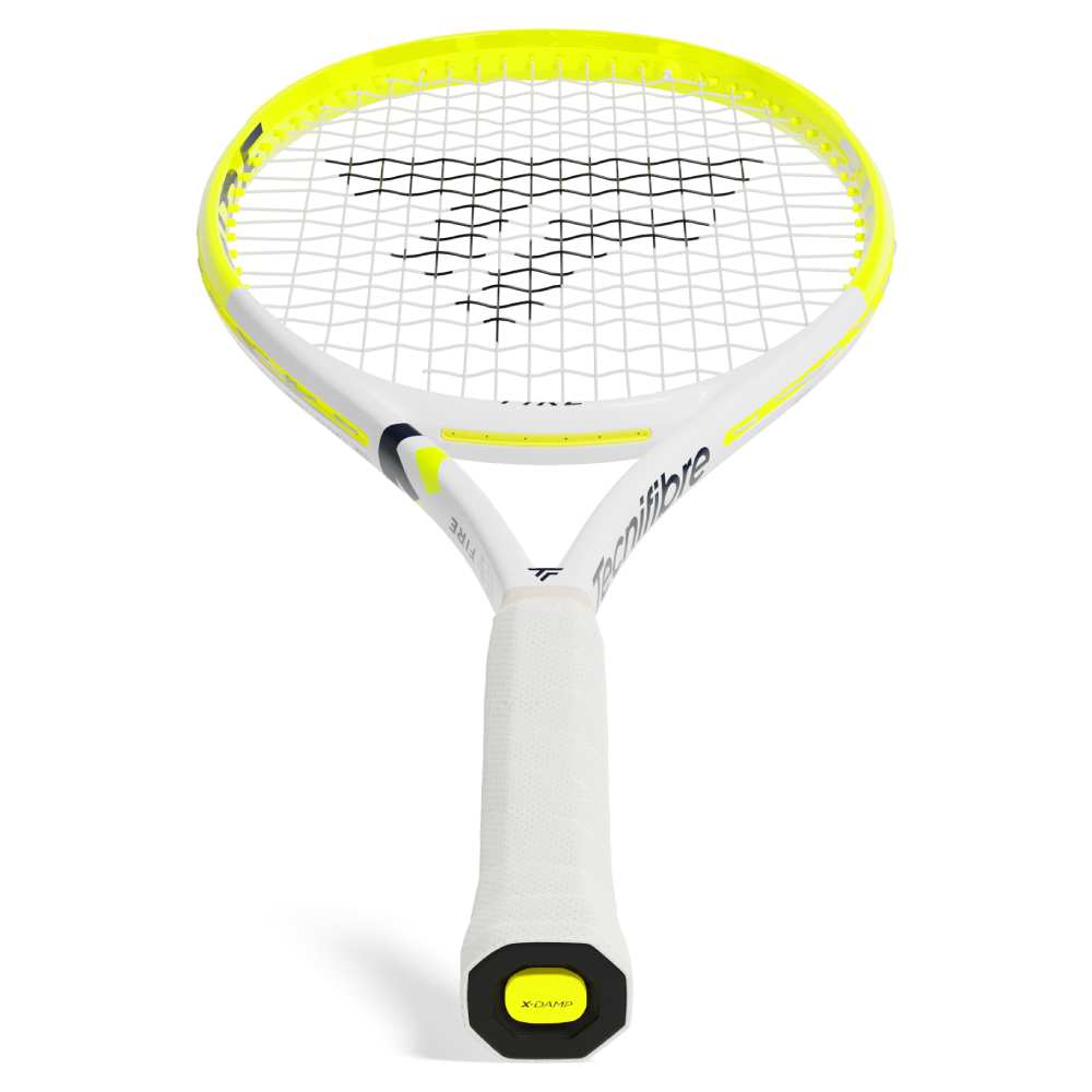 close-up view of a tecnifibre fire tennis racquet 
