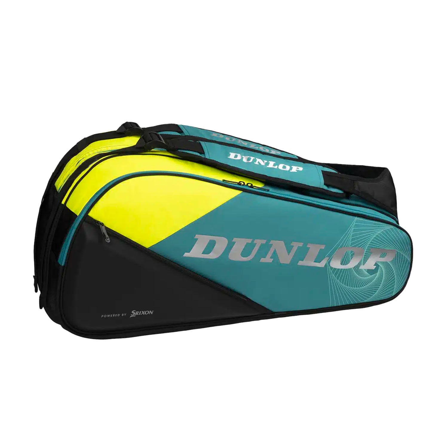 Dunlop SX Performance 8 Pack Racquet Bag (Teal/Black/Yellow) - RacquetGuys.ca