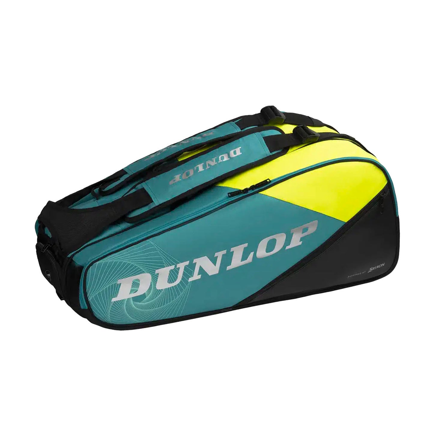 Dunlop SX Performance 8 Pack Racquet Bag (Teal/Black/Yellow) - RacquetGuys.ca