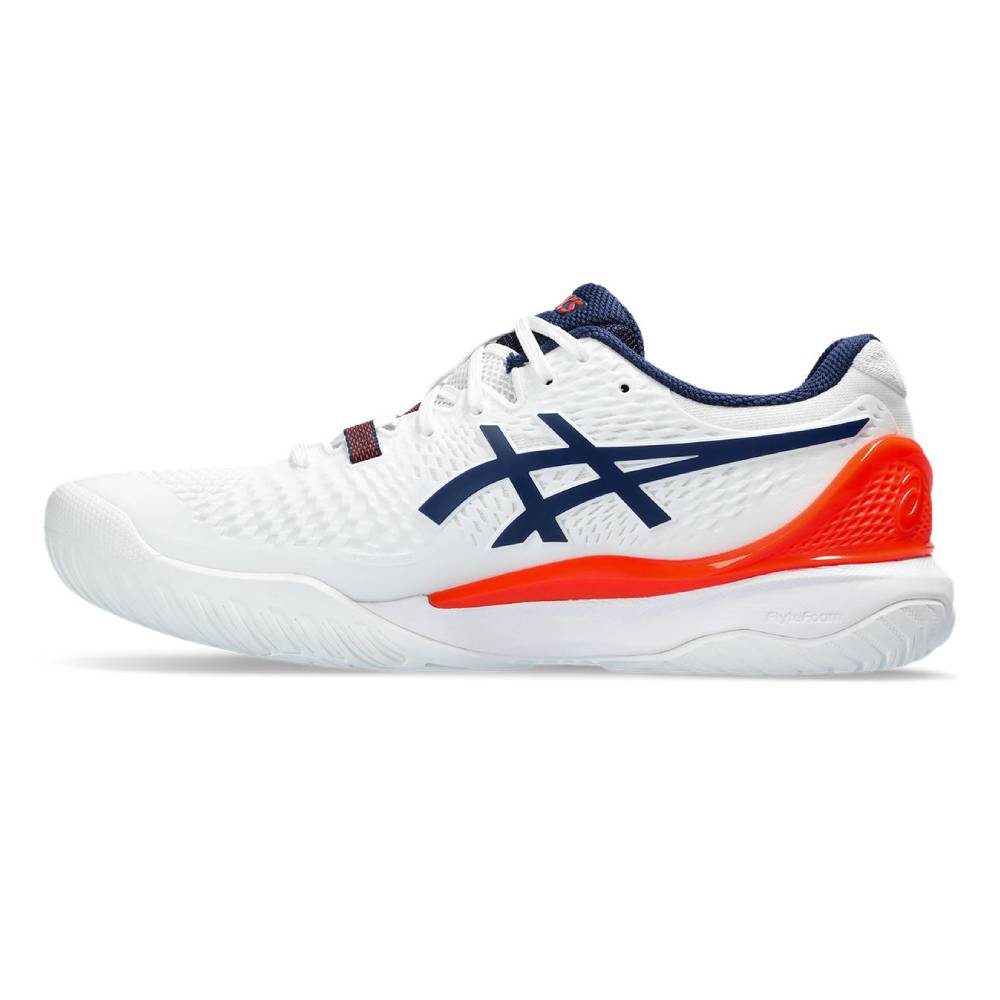 Asics Gel Resolution 9 Men's Tennis Shoe (White/Blue/Orange ...