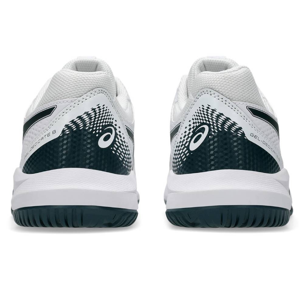 Asics Gel Dedicate 8 Men's Tennis Shoe (White/Saxon Green) - RacquetGuys.ca