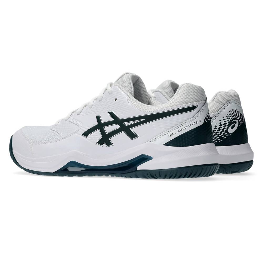 Asics Gel Dedicate 8 Men's Tennis Shoe (White/Saxon Green) - RacquetGuys.ca