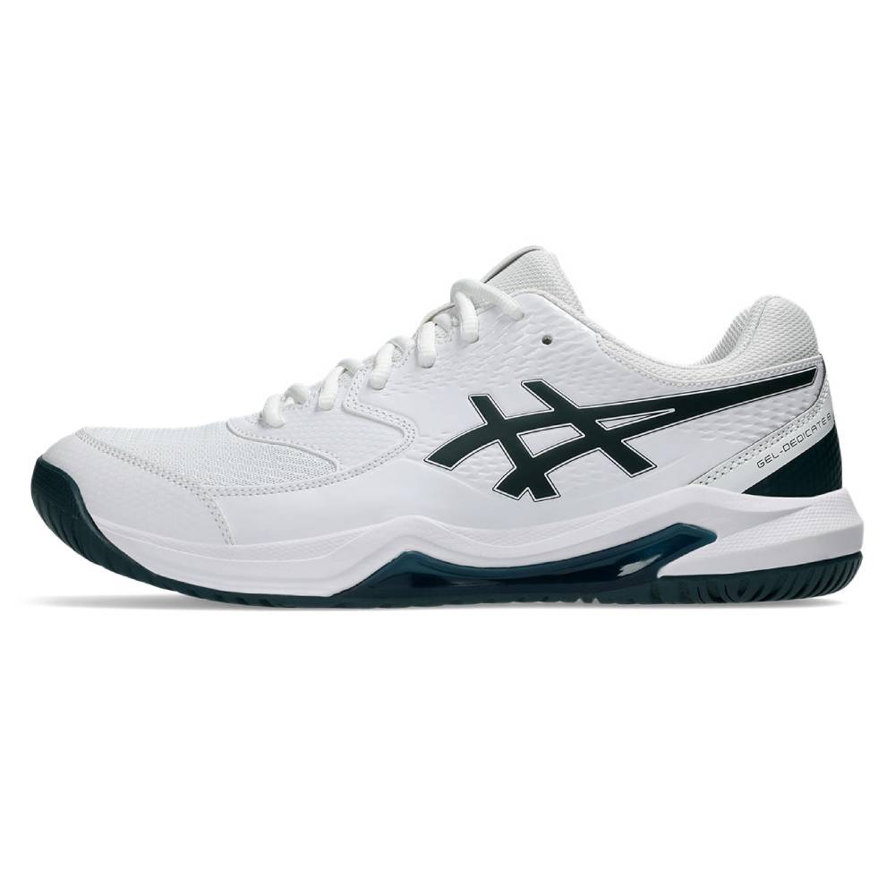 Asics Gel Dedicate 8 Men's Tennis Shoe (White/Saxon Green) - RacquetGuys.ca