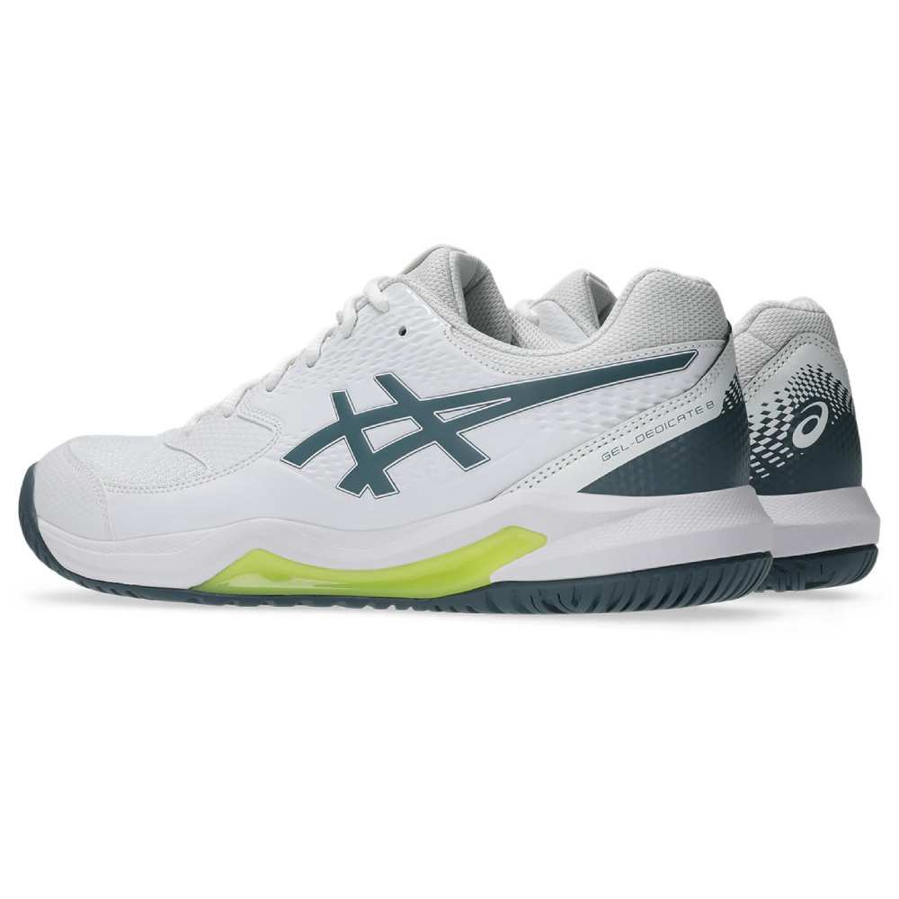 Asics Gel Dedicate 8 Men's Tennis Shoe (White/Ironclad) - RacquetGuys.ca