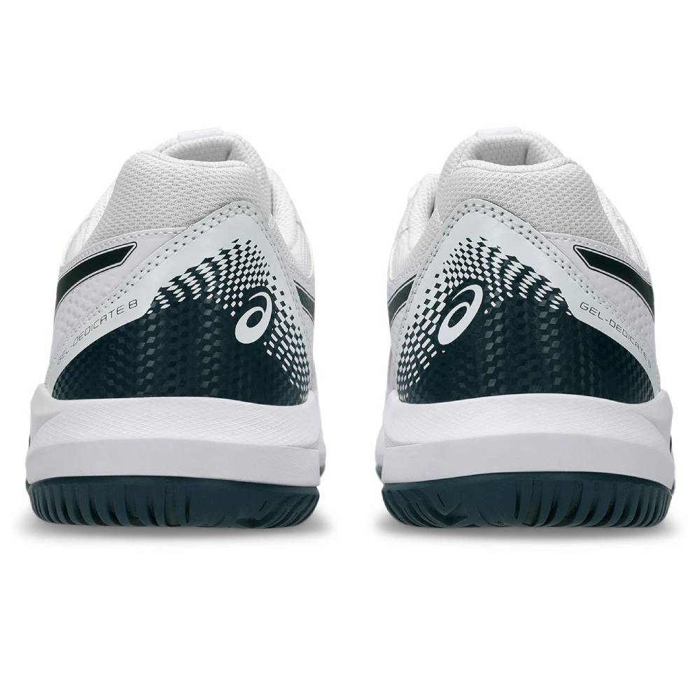 Asics Gel Dedicate 8 Wide Men's Tennis Shoe (White/Saxon Green) - RacquetGuys.ca